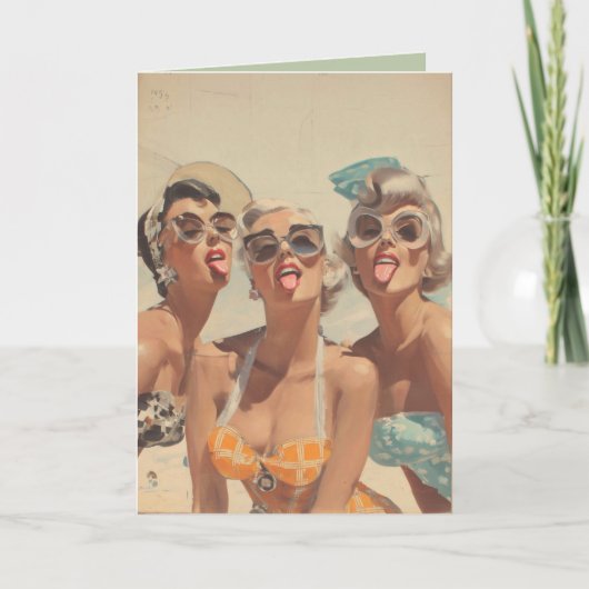 Retro Beach Pin-Up Vibes Kaart (Voorkant)