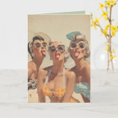 Retro Beach Pin-Up Vibes Kaart (Gele Bloem)