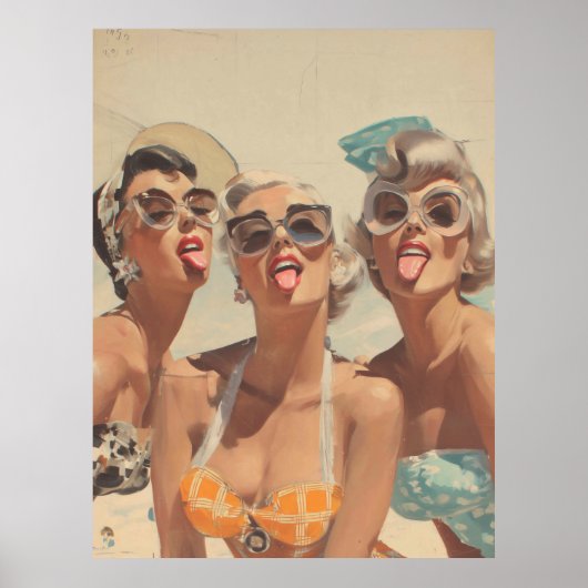 Retro Beach Pin-Up Vibes Poster (Voorkant)
