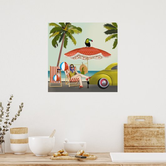 Retro Beach Poster (Keuken)