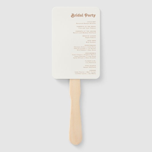 Retro Beach | Programma Ivory Wedding Hand Fan Handwaaier (Achterkant)