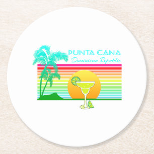 Retro Beach Punta Cana Margarita Ronde Kartonnen Onderzetter