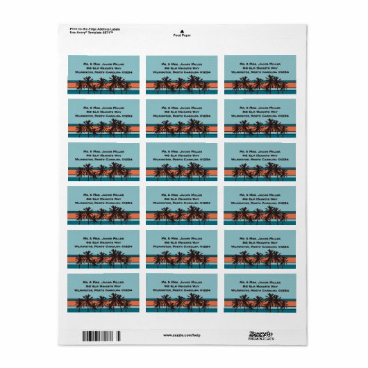 Retro Beach retour adreslabels Etiket (Full Sheet)