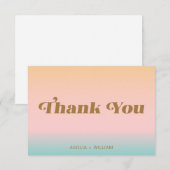 Retro Beach roze Aqua Pastels Gradiënt Aangepast Bedankkaart (Voorkant / Achterkant)