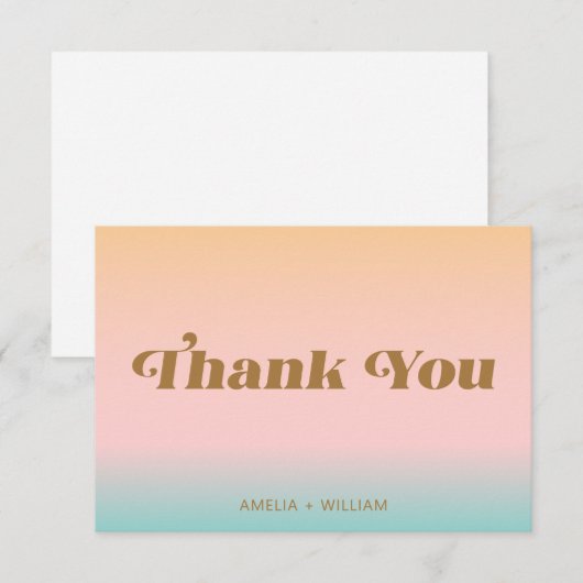 Retro Beach roze Aqua Pastels Gradiënt Aangepast Bedankkaart (Voorkant / Achterkant)