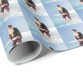 Retro Beach Santa Claus Foto in Zoutwater Cadeaupapier (Rol Hoek)