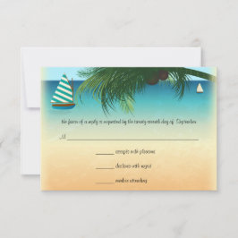 Retro Beach Scene Weddenschap RSVP-reactiekaart RSVP Kaartje