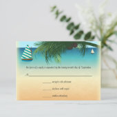 Retro Beach Scene Weddenschap RSVP-reactiekaart RSVP Kaartje (Staand voorkant)