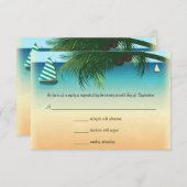 Retro Beach Scene Weddenschap RSVP-reactiekaart RSVP Kaartje (Voorkant / Achterkant)