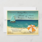 Retro Beach Scene Weddenschap Shower Uitnodiging (Voorkant)
