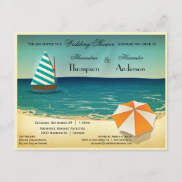 Retro Beach Scene Weddenschap Shower Uitnodiging