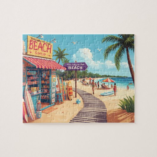 Retro Beach Shop & Boardwalk Vacation Scene Legpuzzel (Horizontaal)