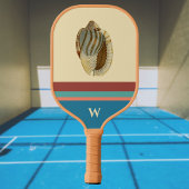 Retro Beach Stripes Zee Shell en Monogram Initiaal Pickleball Paddle