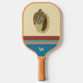 Retro Beach Stripes Zee Shell en Monogram Initiaal Pickleball Paddle (Voorkant)