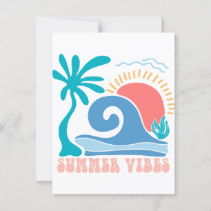 Retro Beach Sun Briefkaart - "Summer Vibes"