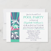 Retro Beach Sunset Afstuderen Pool Party Kaart (Voorkant)