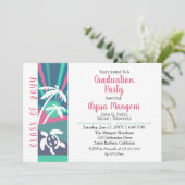 Retro Beach Sunset Graduparty Kaart (Staand voorkant)