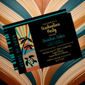 Retro Beach Sunset Scene Graduparty Kaart