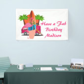 Retro Beach Surf Thema Verjaardagsfeestje Spandoek (Beurs)