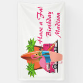 Retro Beach Surf Thema Verjaardagsfeestje Spandoek (Verticaal)