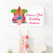 Retro Beach Surf Theme Birthday Party Spandoek (Insitu)