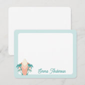 Retro Beach Surfboard Palm Tree Tropical Note Kaar Notitiekaartje (Voorkant / Achterkant)