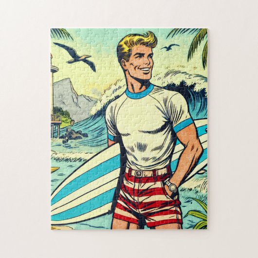 Retro Beach Surven Comics Legpuzzel (Verticaal)