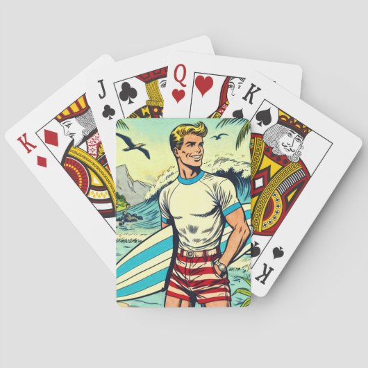 Retro Beach Surven Comics Pokerkaarten (Achterkant)
