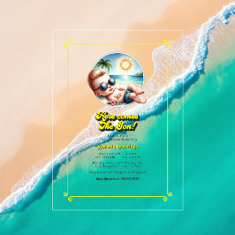 Retro Beach Theme Here Comes The Son Baby shower Acryl Uitnodigingen