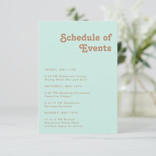 Retro Beach | Tijdschema Aqua Informatiekaartje (Staand voorkant)