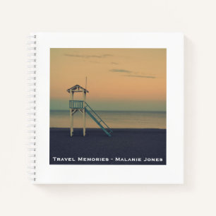 Retro Beach Tower Sunset Gepersonaliseerde reizen Notitieboek