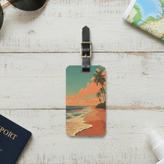 Retro Beach Travel Seascape Outdoors Bagagelabel