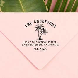 Retro Beach Typografie Palm Trees Return Address Zelfinktende Stempel