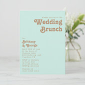 Retro Beach | Uitnodiging Aqua Wedding Brunch (Staand voorkant)