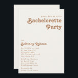 Retro Beach | Uitnodiging van de partij Ivory Bach<br><div class="desc">Dit retro strand | iory bachelorette party-uitnodiging is perfect voor je eenvoudige , kleurrijke tropische boho zomerfeest. Het unieke bohemische middeleeuwse lettertype geeft dit ontwerp een klassiek, minimalistisch hippiebeeld. Stel dat je op zoek bent naar een design dat heldere, rustige oceaankleuren bevat voor je creatieve 70's strandbruiloft. In dat hoesje...</div>