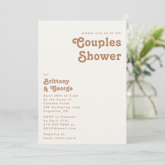 Retro Beach | Uitnodiging voor ivoren stellen (Staand voorkant)