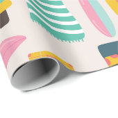 Retro Beach Van en Surfboard Patroon Cadeaupapier (Rol Hoek)