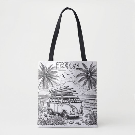 Retro Beach Van Kleuren Tote Bag (Voorkant)