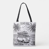 Retro Beach Van Kleuren Tote Bag (Achterkant)
