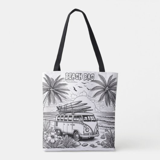 Retro Beach Van Kleuren Tote Bag (Achterkant)
