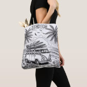 Retro Beach Van Kleuren Tote Bag (Dichtbij)