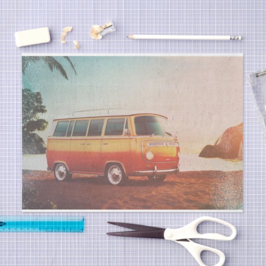 Retro Beach Van Surfer Decoupage Papier (Craft)