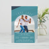 RETRO Beach Vibe Bruiloft Stationery FOTO Kaart (Staand voorkant)