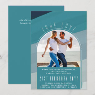 RETRO Beach Vibe Bruiloft Stationery FOTO Kaart