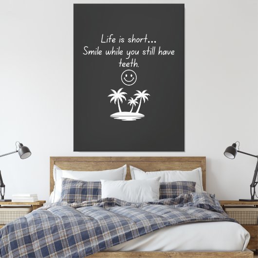 Retro Beach Vibe Smiley Face Tee - Funny Humor  Canvas Afdruk (Insitu (Slaapkamer))