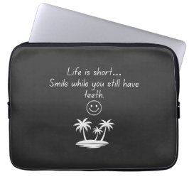Retro Beach Vibe Smiley Face Tee - Funny Humor Laptop Sleeve