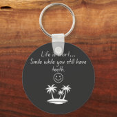 Retro Beach Vibe Smiley Face Tee - Funny Humor  Sleutelhanger (Voorkant)