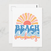 Retro Beach Vibes Briefkaart - "Beach Vibes" (Voorkant / Achterkant)