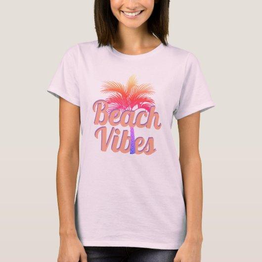 Retro Beach Vibes Palm Tree T-shirt (Voorkant)