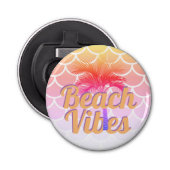 Retro Beach Vibes Palmboom Sinaasappel Schalen Zwe Button Flesopener (Voorkant)
